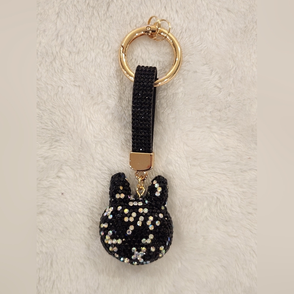 Cute Black and Gold Labubu Keychain with Character Charm Bag Charm - Picture 3 of 3